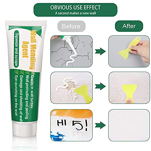 3 Pcs Wall Mending Agent Wall Repair Cream,Safe Mend Wall Repair Kit, Drywall Repair Kit with 3 Scraper,Quick Easy Solution to Fill The Holes and Crack in Wall Wood Plaster Surface (3 x100g)