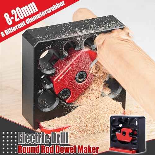 Dowel Maker Jig Kit Imperial 5/16 3/8 7/16 1/2 9/16 5/8 11/16 3/4in Adjustable 8 Holes Carbide Inserts Dowel Maker Jig Tool Woodworking Round Rod Auxiliary Tool for Electric Drill