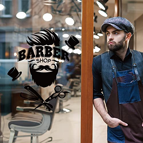 SUPERDANT Barber Shop Wall Sticker Black and White Hairdressing Theme Vinyl Wall Decor Barber Shop Decal Wallpaper Art Stickers for Home Bedroom Living Room Barber Shop Decorations 23.2x13.7in
