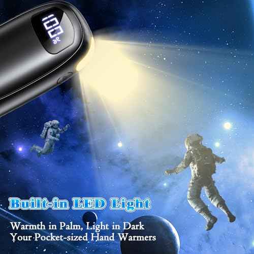 Hand Warmers Rechargeable 2 Pack, Electric Dual-Sided Heating with LED Display & Flashlight, Max 127¢µ, 13Hrs Long Lasting Pocket Heater for Raynauds, Hunting Essentials, Golf Gifts for Men Women