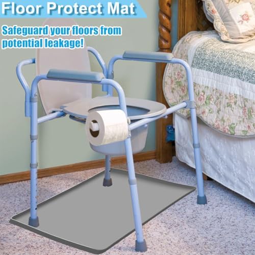 Bedside Commodes Mat Portable Bedside Toilet Mat with Raised Edge, Under Commode Chair Mat Non-Slip Recycle Commode Toilet Pad Waterproof Floor Protector, Silicone Mat for Porta Potty, 23.6"X19.7"