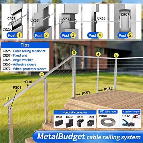 Muzata 100 Pack 1/8" Cable Railing Hardware Kit Hand Swage Threaded Stud Tensioner for 2x2 Metal Post T316 Stainless Steel Deck Cable Railing System CR23