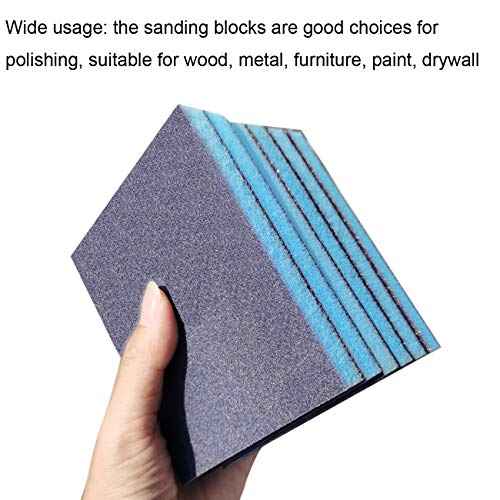 12 Pack 100 Grit Medium Grade Sanding Blocks, Washable and Reusable Sand Sponge for for Brush Pots, Polishing Wood and Metal