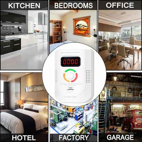 2 Pack Carbon Monoxide Detectors Plug in,Portable Carbon Monoxide Alarm with 2 Pcs LED Light Blocking Stickers,CO Detector with Digital Display,Plug-in CO Monitor,Travel Carbon Monoxide Meter