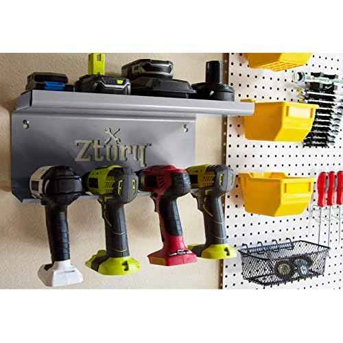 Ztorq Cordless Drill Tool Organizer - Drill holder storage wall mount shelf rack and charging station to optimize garage organization and power tool storage