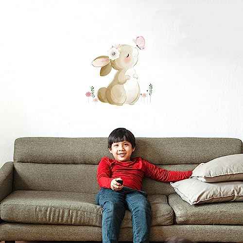 HomeSoGood Cute Cartoon Bunny Wall Sticker,Rabbit Kiss Butterfly Shape Wall Decals, Wall Decor for Bedroom Living Room Background