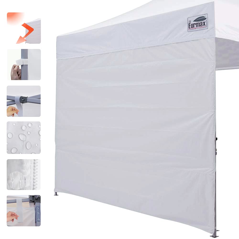 Eurmax USA 10x10 Pop Up Canopy SunWall-UV Protection for Tents,Blocks Sunlight&Wind,Water Resistant Side Wall Only,Easy Hook & Loop Installation,Fit for 10FT Straight Leg Shelters&Gazebo,White