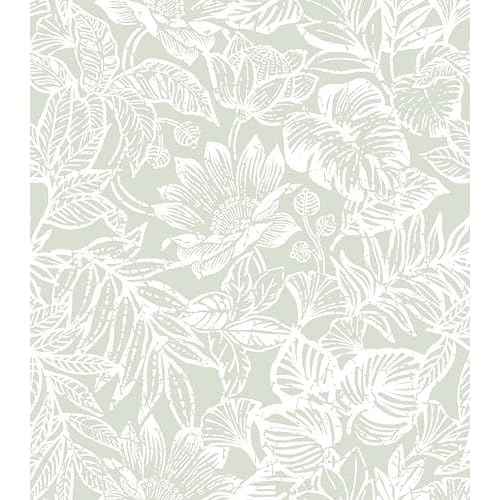 Peel and Stick Wallpaper Modern Wall Paper Green Boho Contact Paper Bedroom Bathroom Wallpaper Peel and Stick Light Green Tropical Leaf Removable Self-Adhesive Wall Decor 17.3" x 118"