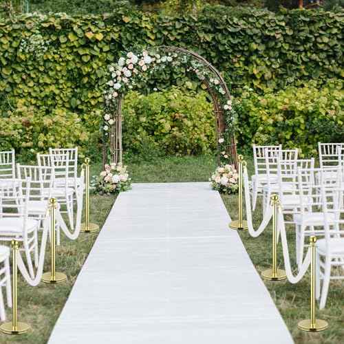 4 Pack 5 Feet White Velvet Stanchion Rope, Crowd Control Ropes with Gold Clasps, Foam Core Queue Safety Sarriers Stanchion Post Rope for Party Event and Red Carpet