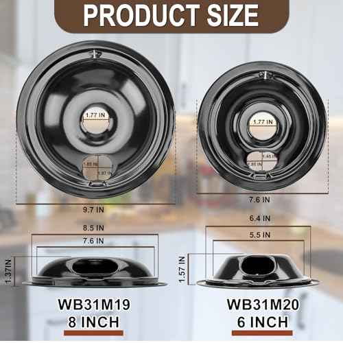 WB31M20 WB31M19 Black Porcelain Drip Pan Set & WB30M2 WB30M1 Electric Range Burner Element Unit Set by Cenipar-Compatible with GE Hotpoint Kenmore Range/Stove-Includes 2¡¿6¡± and 2¡¿8¡±