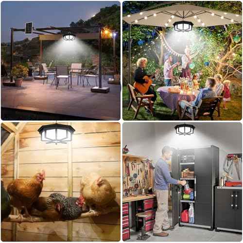 Solar Shed Lights Indoor Outdoor, Aqonsie 288LED Solar Powered Motion Sensor Pendant Light Daytime Available, Solar Indoor Light with 5 Lighting Modes & Remote for Shed Gazebo Barn Garage Home, 2 Pack