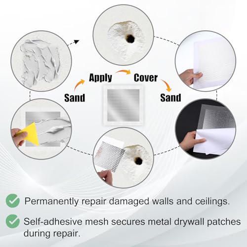 8 ¡¿ 8 inch Drywall Repair Patch, 3 Pack Drywall Repair Kit Large Hole Patch-Repair for Drywalls Heavy Duty Self-Adhesive Mesh Drywalls Patch Kit, Dry Wall Hole Repair-Patch for Drywall-Plaster Wall