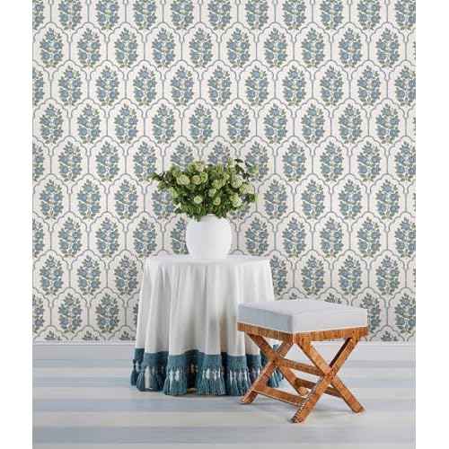 NuWallpaper x Society Social Floral Bazaar Green and Blue Peel and Stick Wallpaper, SSS6316