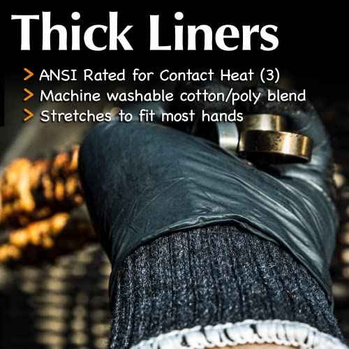 Grilling Glove Kit ? 2 Heat Resistant Liners ? 30 Black Nitrile Gloves ? Disposable BBQ Gloves with Washable Heat-Resistant Liners ? Replaceable Cover Oven Mitt for Barbecue and Smoking Meat