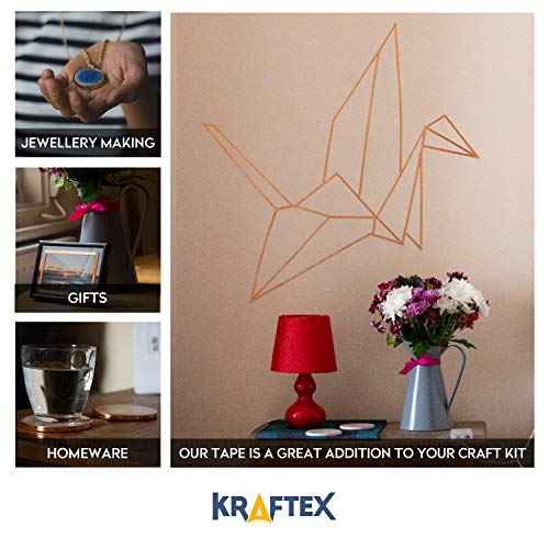 Kraftex Copper Tape [1/4" x108ft, 2PK] ? Copper Foil Tape for Stained Glass, DIY Crafts, Guitar Shielding, Slug Control & Faraday Projects