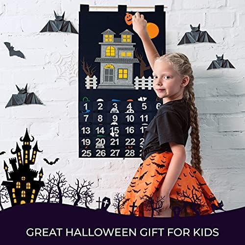 Countdown to Halloween Advent Calendar for use at Home, School, Classroom, Office for use on Door or Wall with 30 Detachable Pieces for Many Years of Holiday Fun.