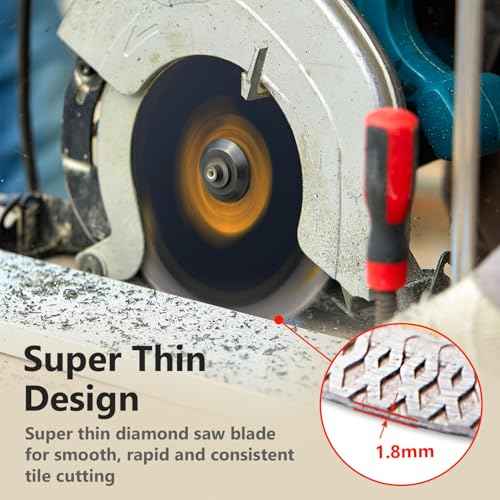 POWERTEC 7 Inch Diamond Saw Blades for Wet Tile Saw 3 Pack, Super Thin Turbo Mesh Rim Tile Blades for Cutting Porcelain, Granite Tile & Ceramic Tile, 7" Diamond Blades (14001-P3)