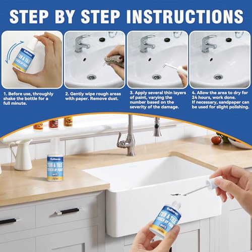 Tub and Tile Paint, White Touch Up Pen for Countertops, Repairs Bathtub, Sinks, and Appliances, Porcelain Paint for Any Scratches Spots