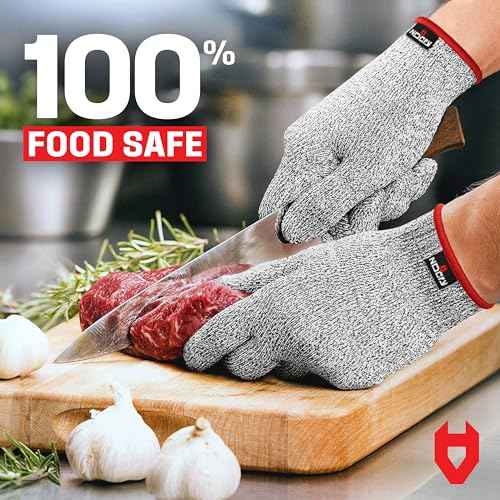 NoCry Premium Cut Resistant Gloves Food Grade ? Level 5 Protection; Ambidextrous; Machine Washable; Superior Comfort and Dexterity; Lightweight ? Perfect Cutting Gloves or Mandolin Glove