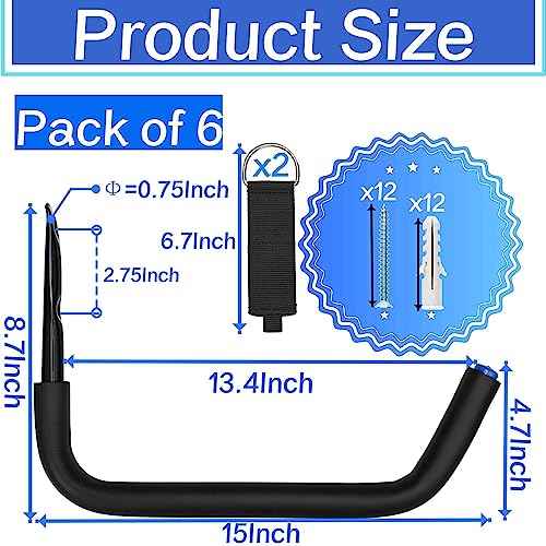 Kayak Storage Rack Wall Mount, Garage Storage Hooks, Heavy Duty Garage Hangers for Hanging Canoe, Surfboard, Snowboard, Paddle Board, Ladders, Bikes, Tool