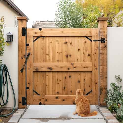Fence Gate Kit Gate Hardware, 2 Set Anti Sag Gate Kit Gate Frame Cornor Brackets Kit with Self Closing Gate Springs Hings Latchs for Outdoor Garden Backyard Wooden Fence Deck Porch Gate