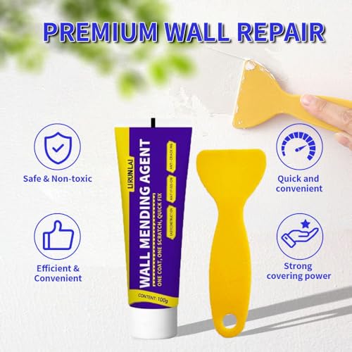 Wall Mending Agent, Quick Spackle Wall Repair, Universal Wall Hole Filler, Drywall Hole Filler for Home, Easy Use Plaster Wall Repair, Self Adhesive Wall Spackle for Crack, Scratches (2)