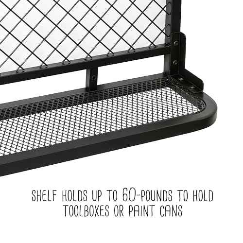Honey-Can-Do Reversible Garage Wall Grid Shelf With Hooks, Black SHF-09837 Black