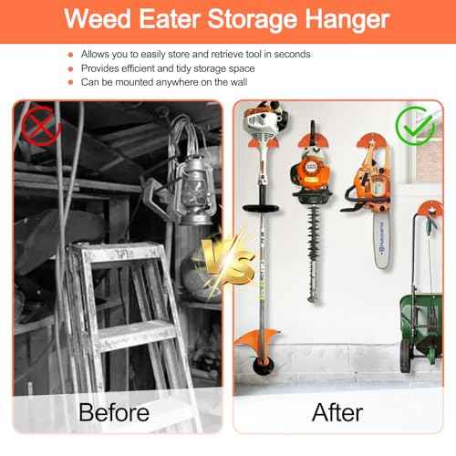 Weed Eater Rack Garage Wall Organizer, Garage Tool Organizer Weedeater Hanger Wall Mount For String Trimmer Hanger, Hedge Trimmer Rack Garden Tool Organizer (2 Pack)