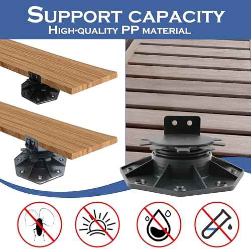 24Pack Adjustable Deck Support Pedestal, Plastic Adjustable Deck Foundation Base, Height Adjustment Raising from 1-3/16" to 2-3/8", Black