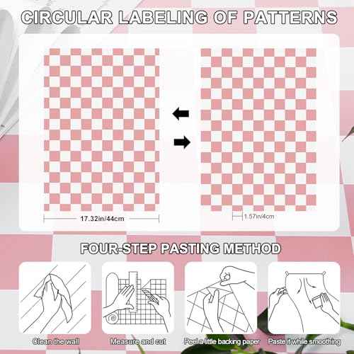 Amiya Checkered Wallpaper Peel and Stick Pink Mosaic Checkerboard Contact Paper 17.3¡±X120¡±Modern Self Adhesive Vinyl Removable Wall Paper for Shelf Liner,Classroom,Cabinets,Living Room