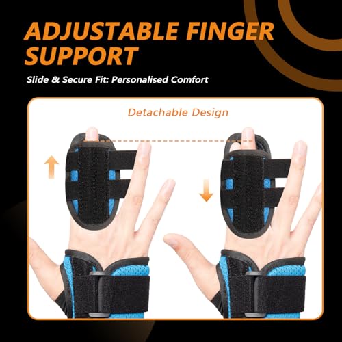 2 Finger Splint for Trigger Finger, Broken Fingers, Knuckle Sprains - Double Finger Support for Index, Middle, Ring Finger, Unisex Sizes, Right Hand, M