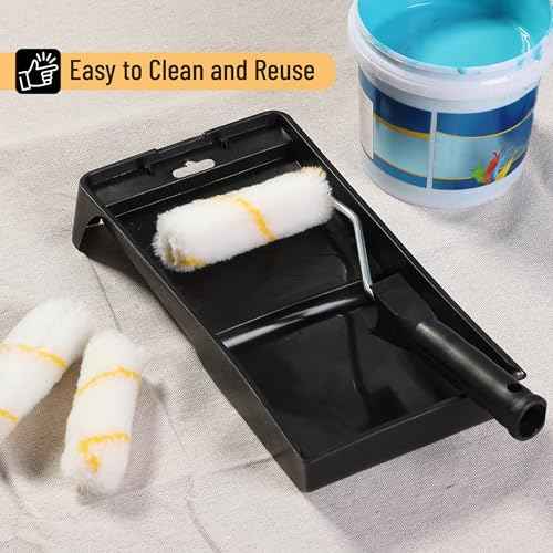 Bates- 4 Inch Paint Roller Kit, 8 pcs, Small Paint Roller Kit, 1x Plastic Paint Tray, 1x Roller Frame & 6X Microfiber Covers
