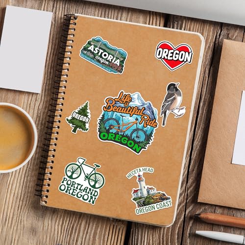 Oregon State Travel Stickers 50 Pieces Vinyl Waterproof Decal for Laptop Water Bottle Phone Car Window Bike Motorcycle Stakeboard Scrapbook OR Sticker Gifts for Kid Teen Adult