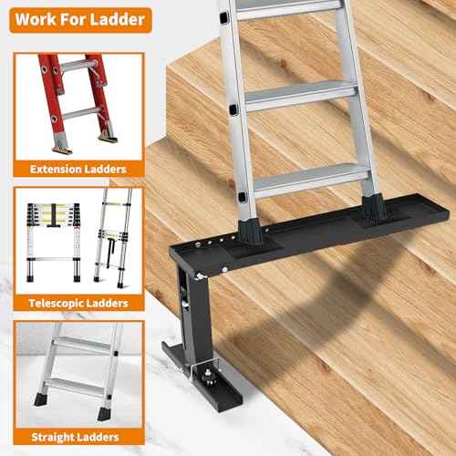 Foozet Extender Ladder Stabilizer, Levelers for Extension Ladders, Adjustable Height Range for Single and Extension Ladder for Stairs 14.4¡±-18¡±