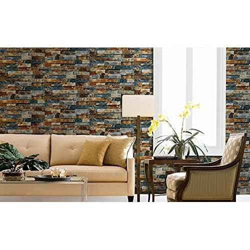 LiKiLiKi Stone Brick Wallpaper Peel and Stick Wallpaper Removable Contact Paper Faux Brick Wall Covering Roll Home Decoration Wall Paper Self Adhesive Vinyl 17.71''x118'' for Kitchen Backsplashes