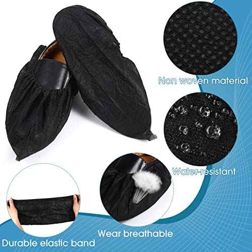 200 Pack Disposable Shoe Covers Black Disposable Boot and Shoe Booties Covers Waterproof Slip Resistant Booties Coverings(Extra Large)