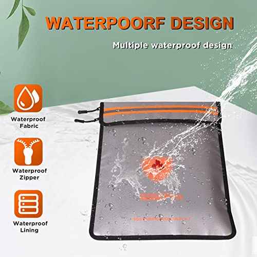 4200¢µ Fireproof Document Bag, Important Waterproof Document Holder with Thermal Insulation Layer, Legal Size Fireproof Envelope with Zipper/Reflective Strip