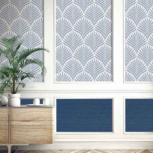 Cohoo Home Blue and White Peel and Stick Wallpaper Modern Navy Blue Contact Paper for Cabinets Drawers Boho Self-Adhesive Wallpaper Geometric Contact Paper Bathroom Bedroom Waterproof 17.3inW 78.7inL