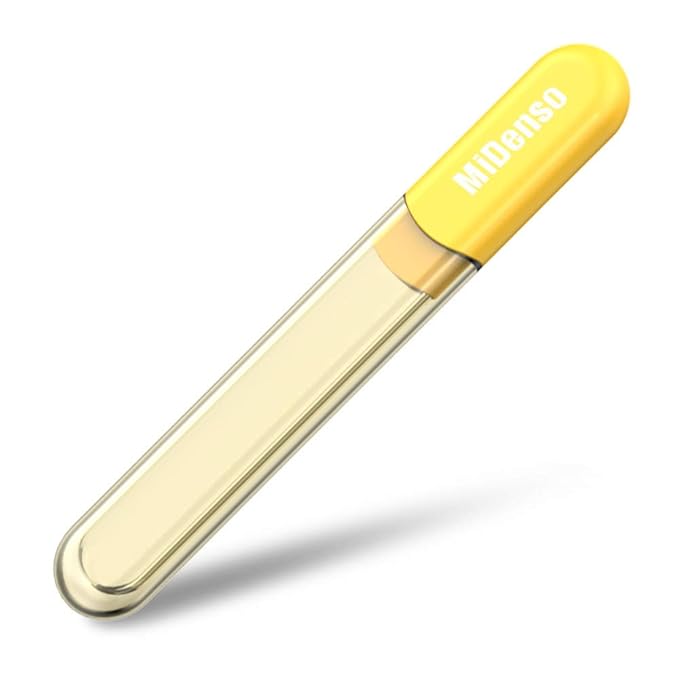 Particular Glass Nail File with Case MiDenso 2nd Generation Double Sided Crystal Beauty Nail Filer Salon Nail Polish Top Christmas Stocking Superior Quality Gift Idea for Men, Women,Lemon Yellow