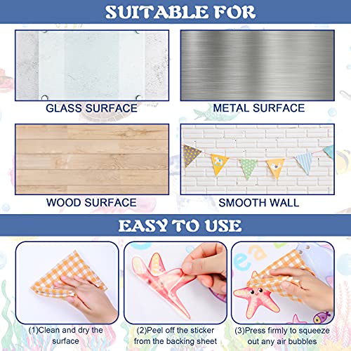 114 Piece Ocean Fish Wall Decals, Under The Sea Wall Decals - Under The Sea Fish & Jellyfish Removable Decor - Peel & Stick - for Kids, Baby, Bathroom, Bedroom, Living Room