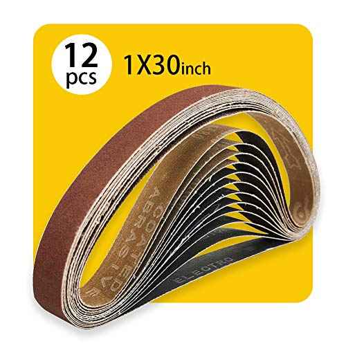 1x 30 Inch 80 Grit Sanding Belt | Premium Aluminum Oxide Sanding Belt | Premium Sander Sandpaper ? 12 Pack