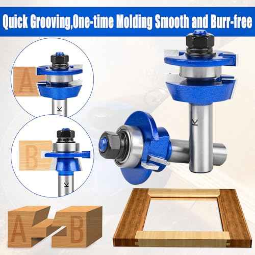 2Pcs Shaker Style Rail and Stile Router Bits Set 1/2 Inch Shank,Professional Carbide Shaker Door Raised Panel Router Bit Set for Cabinet Doors