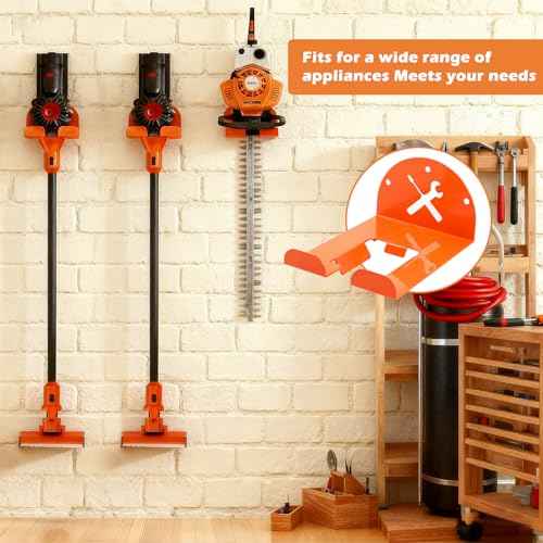 Trimmer Rack Wall Mount - Heavy Duty Wall Hanger for Grass Trimmer Garden Tools Chainsaw Hedge Trimmer 3 Pack Orange