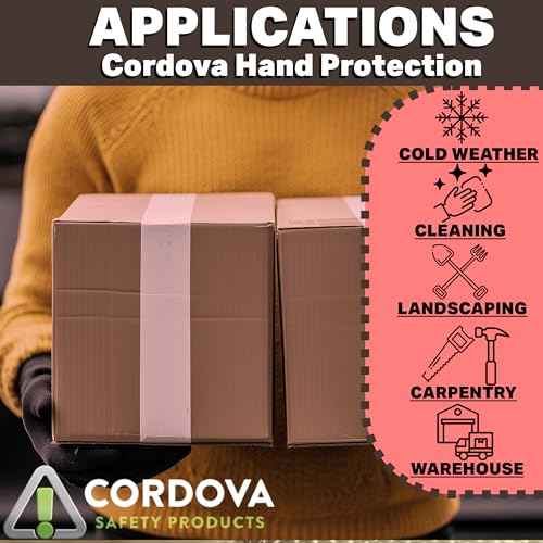 Cordova 1600 Red Lined Gloves, Slip-On Style, Brown Jersey, Large, 12-Pack