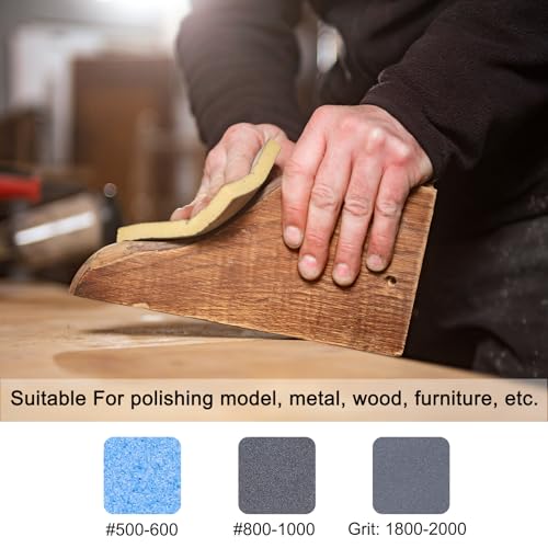 uxcell 2pcs Sanding Sponge Block, 800-1000 Grit Sanding Sponge Pad 140mm x 114mm x 5mm Soft Foam Wet Dry Hand Sander Block Sandpaper for Model Metal Wood Furniture Polishing