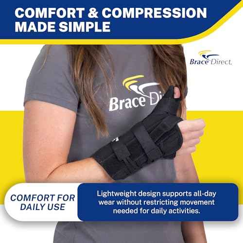 Brace Direct Wrist Brace & Thumb Spica Splint - Support for Carpal Tunnel, Arthritis, Tendonitis, Gamekeeper's Thumb, Post-Cast Recovery and De Quervain's (Right - One Size Fits All)