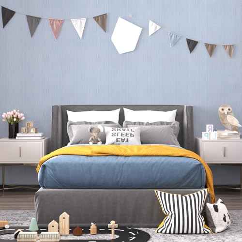 Blue Grasscloth Peel and Stick Wallpaper Texture Self-Adhesive Contact Paper 15.7" X 120" Faux Grasscloth Removable Wallpaper for Cabinets Counter Top Liners