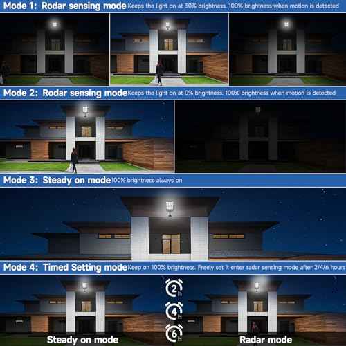 Solar Lights Outdoor Waterproof, 6500K Dusk to Dawn Solar Street Light Motion Sensor with Remote Control, LED Security Light for Outside Garden Yard Parking Lot, Oudoor Flood Lights, 2PACK