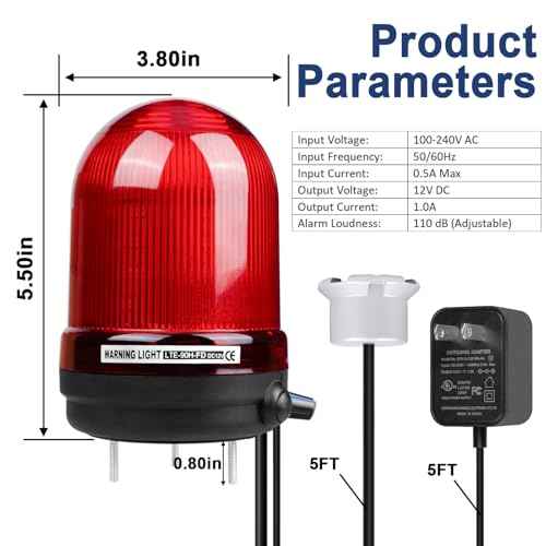 Sump Pump Alarm, High Water Leak Detection, with 110dB Loud Alarm and LED Indicator, 5ft Probe Cable, Suitable for Indoor/Outdoor Systems in Basements, Septic Tanks, and Sumps