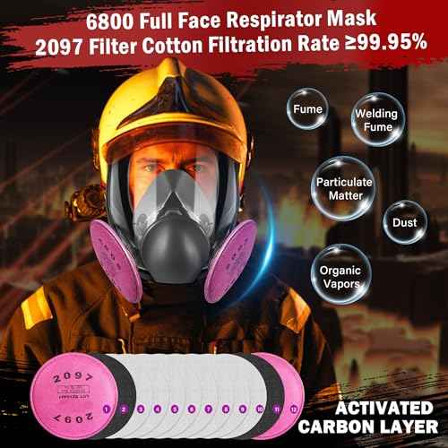 Respirator Gas Mask, Reusable Respirator Mask for Chemicals, Painting, Organic Vapors